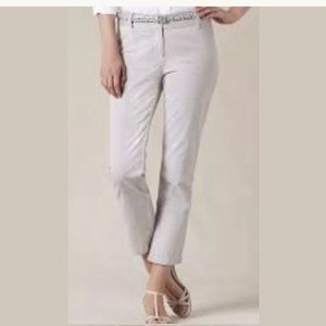 BODEN Seersucker Striped Crop Capri Pants Gray Ankle Cropped Preppy coastal